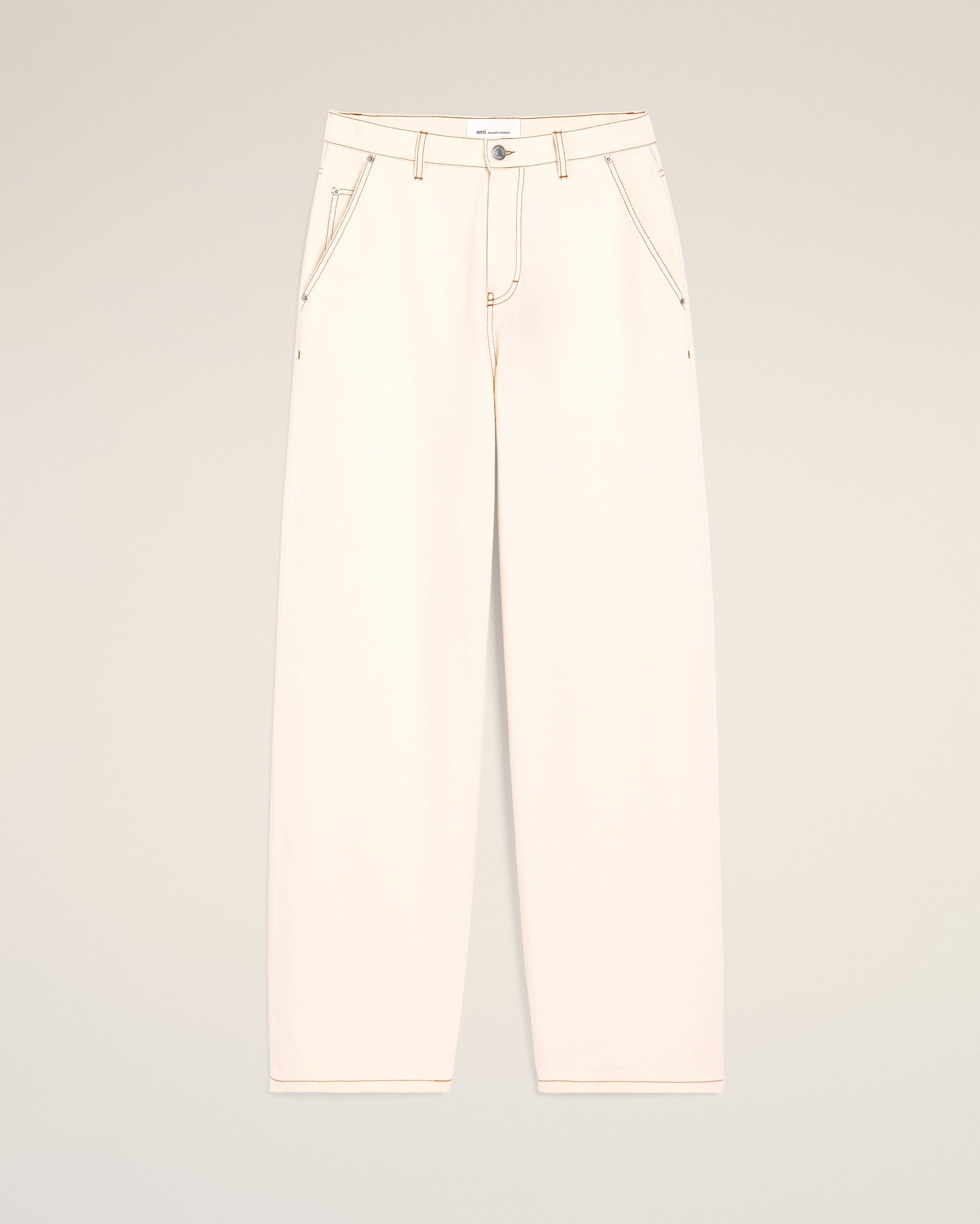 White Cotton Wide Fit Trousers - 1
