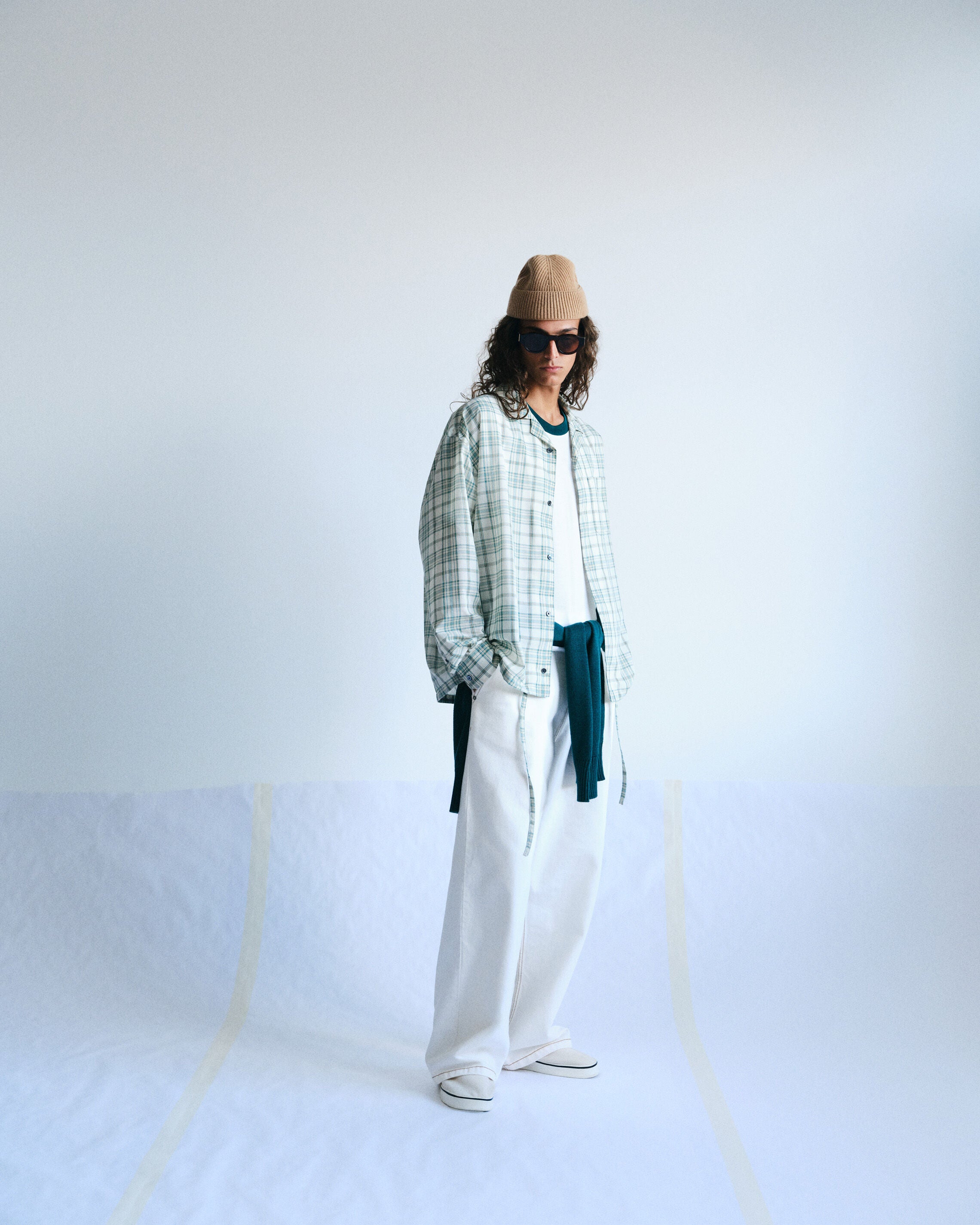 White Cotton Wide Fit Trousers - 7