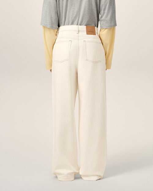 White Cotton Wide Fit Trousers - Man - 4 - AMI Paris - Ami Paris