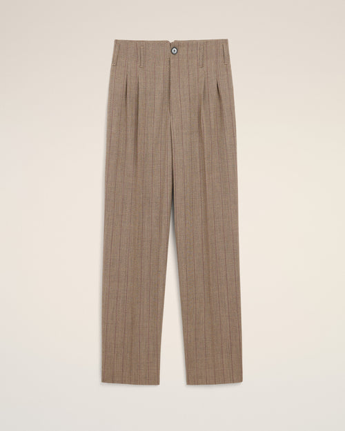 Brown striped wool two-pleats trousers - 2 - Ami Paris