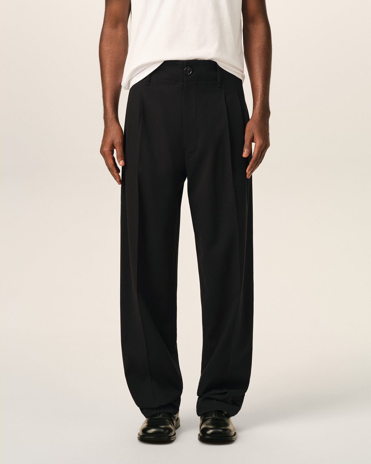 Black two-pleats wool trousers - 3