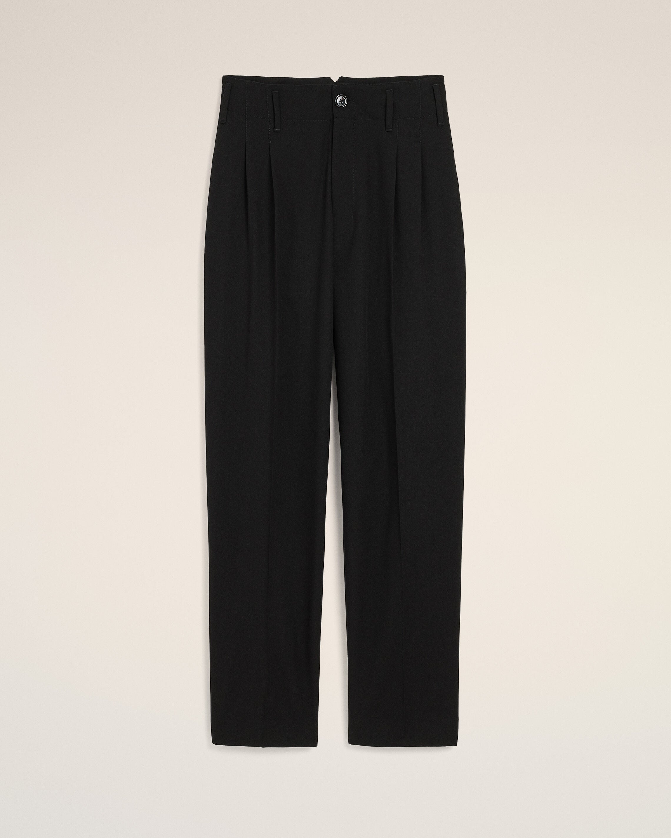 Black two-pleats wool trousers - 1