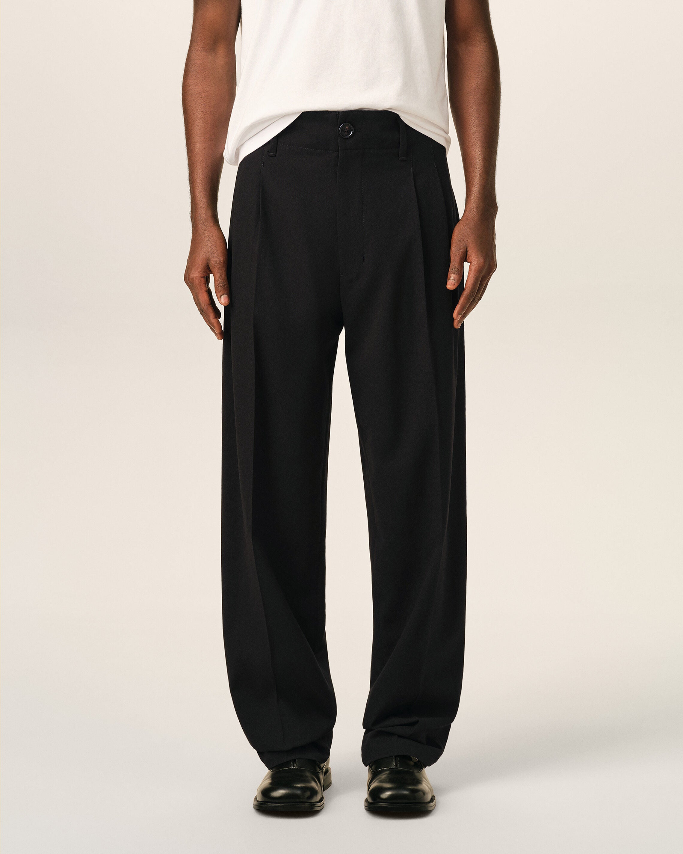 Black two-pleats wool trousers - 3