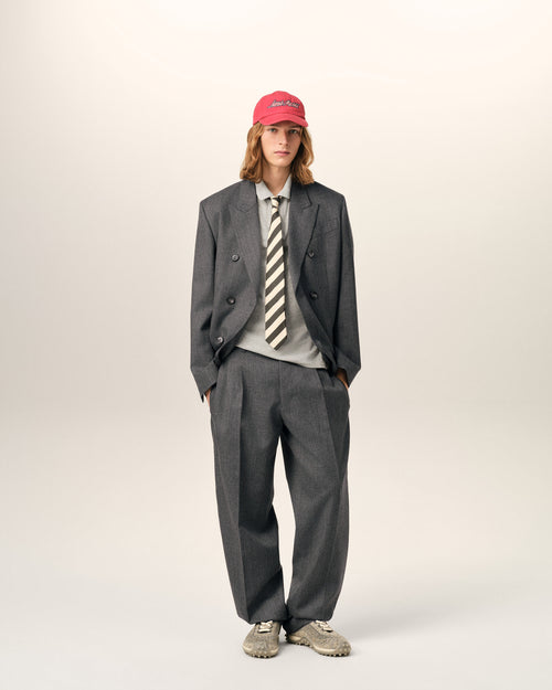 Pantalon gris deux plis en laine - 1 - Ami Paris
