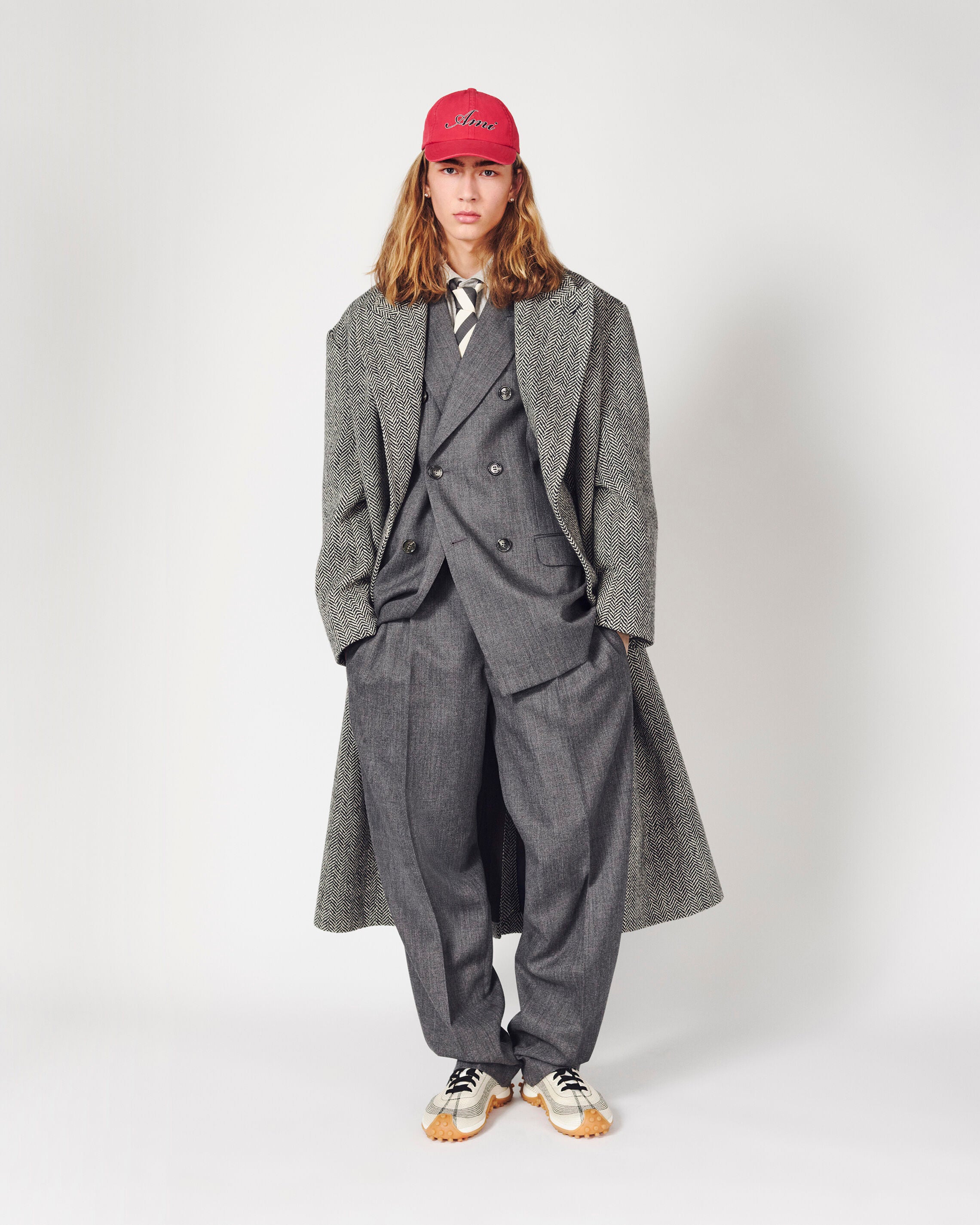 Pantalon gris deux plis en laine - 7