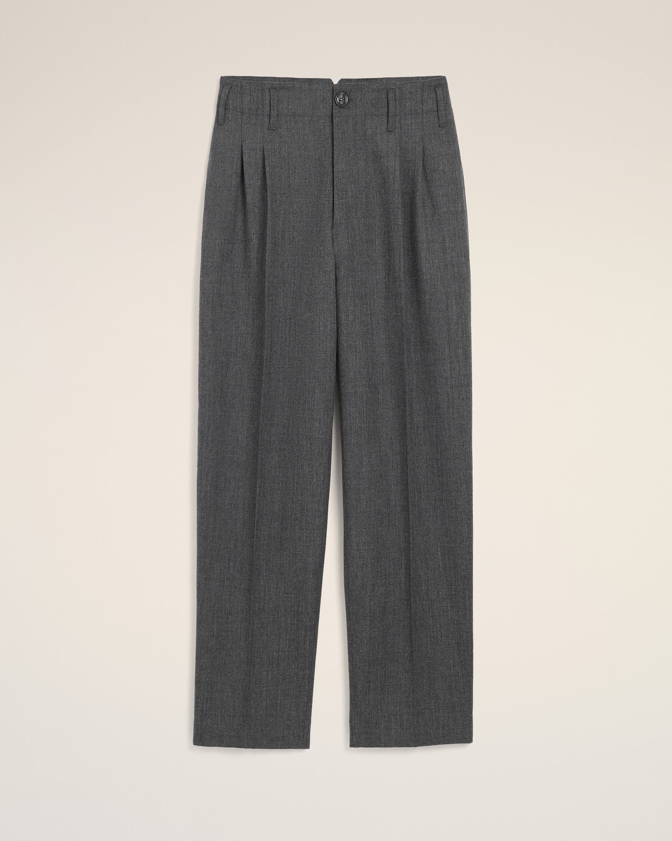 Pantalon gris deux plis en laine - 1