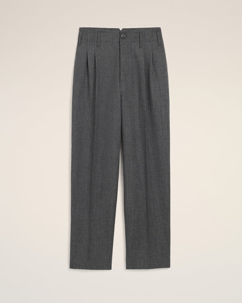 Pantalon gris deux plis en laine - 2 - Ami Paris
