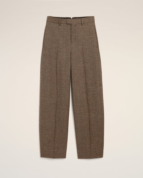 Pantaloni balloon taglio pied de poule in lana marrone - 2 - Ami Paris