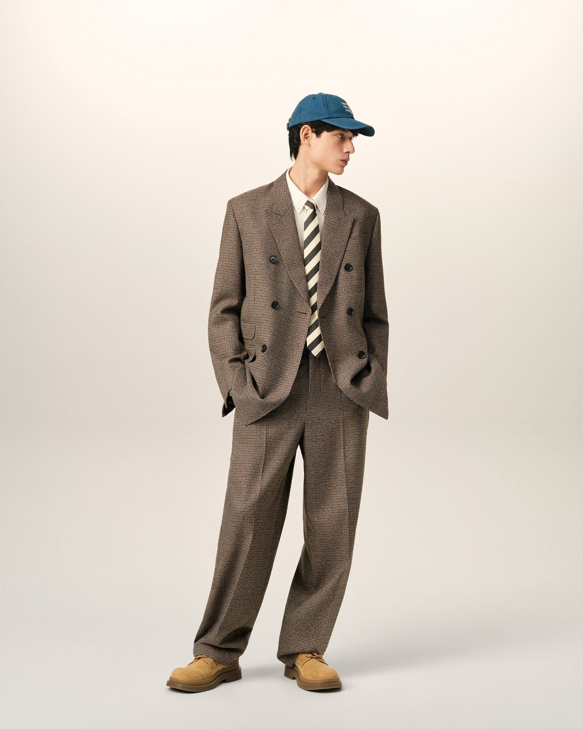 Brown houndstooth balloon-fit wool trousers - 2