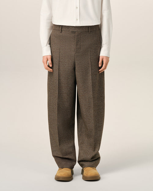 Brown houndstooth balloon-fit wool trousers - Man - 3 - AMI Paris - Ami Paris
