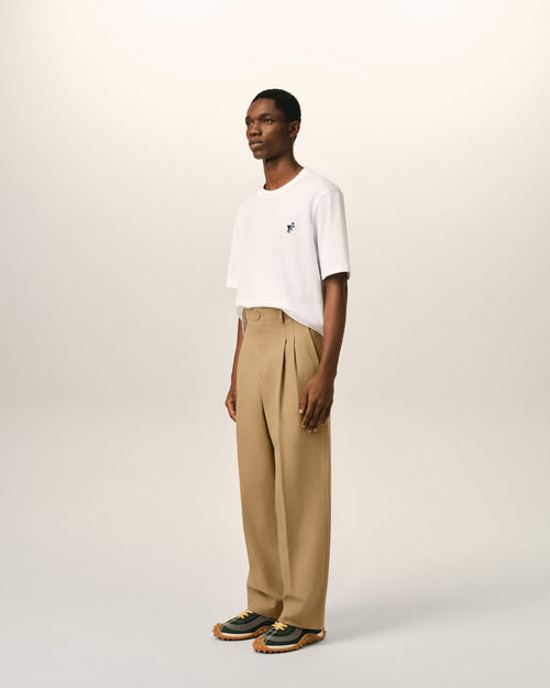Pantalon beige coupe carotte taille haute en coton et lin - Homme - 6 - AMI Paris - Ami Paris