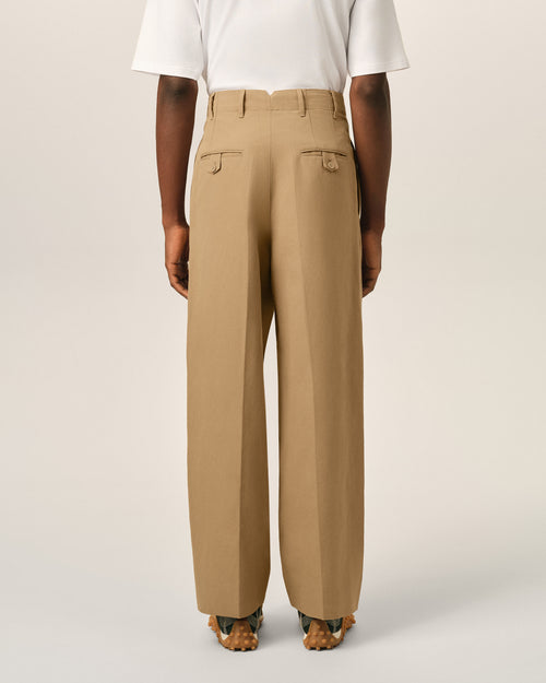 Pantalon beige coupe carotte taille haute en coton et lin - Homme - 4 - AMI Paris - Ami Paris