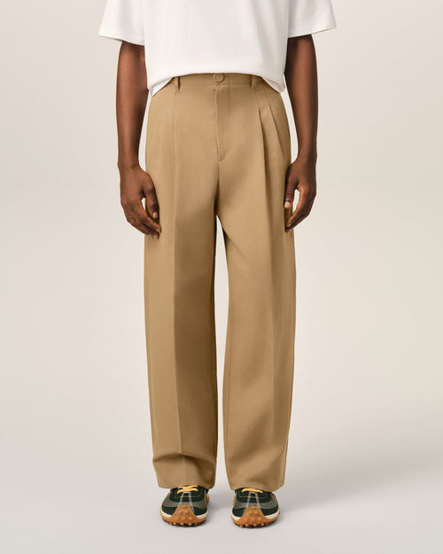 Pantalon beige coupe carotte taille haute en coton et lin - Homme - 3 - AMI Paris - Ami Paris