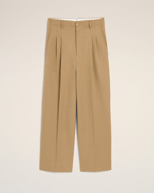 Pantalon beige coupe carotte taille haute en coton et lin - Homme - 1 - AMI Paris - Ami Paris