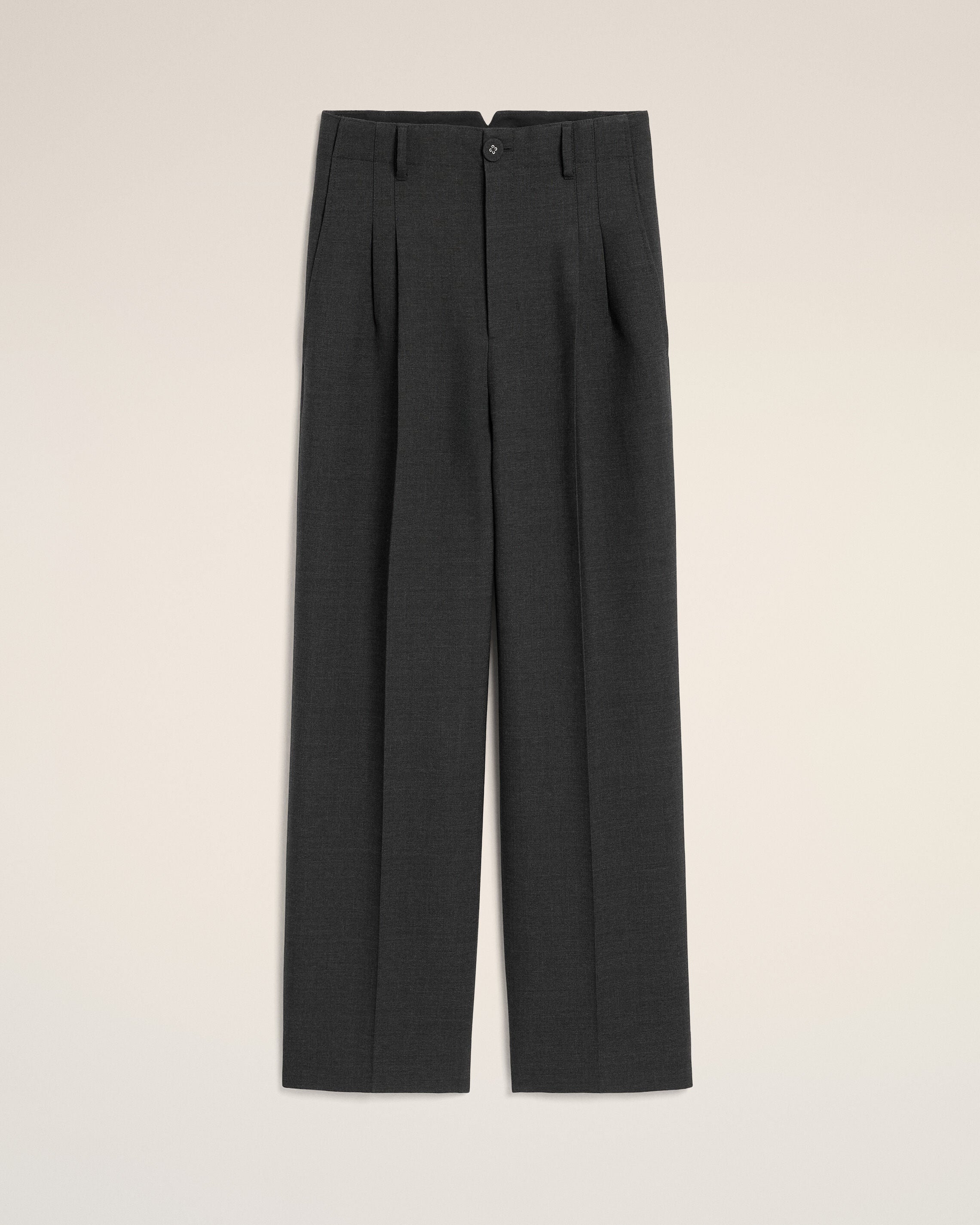 Graue High-Waist-Hose im Carrot-Fit aus Wolle - 1