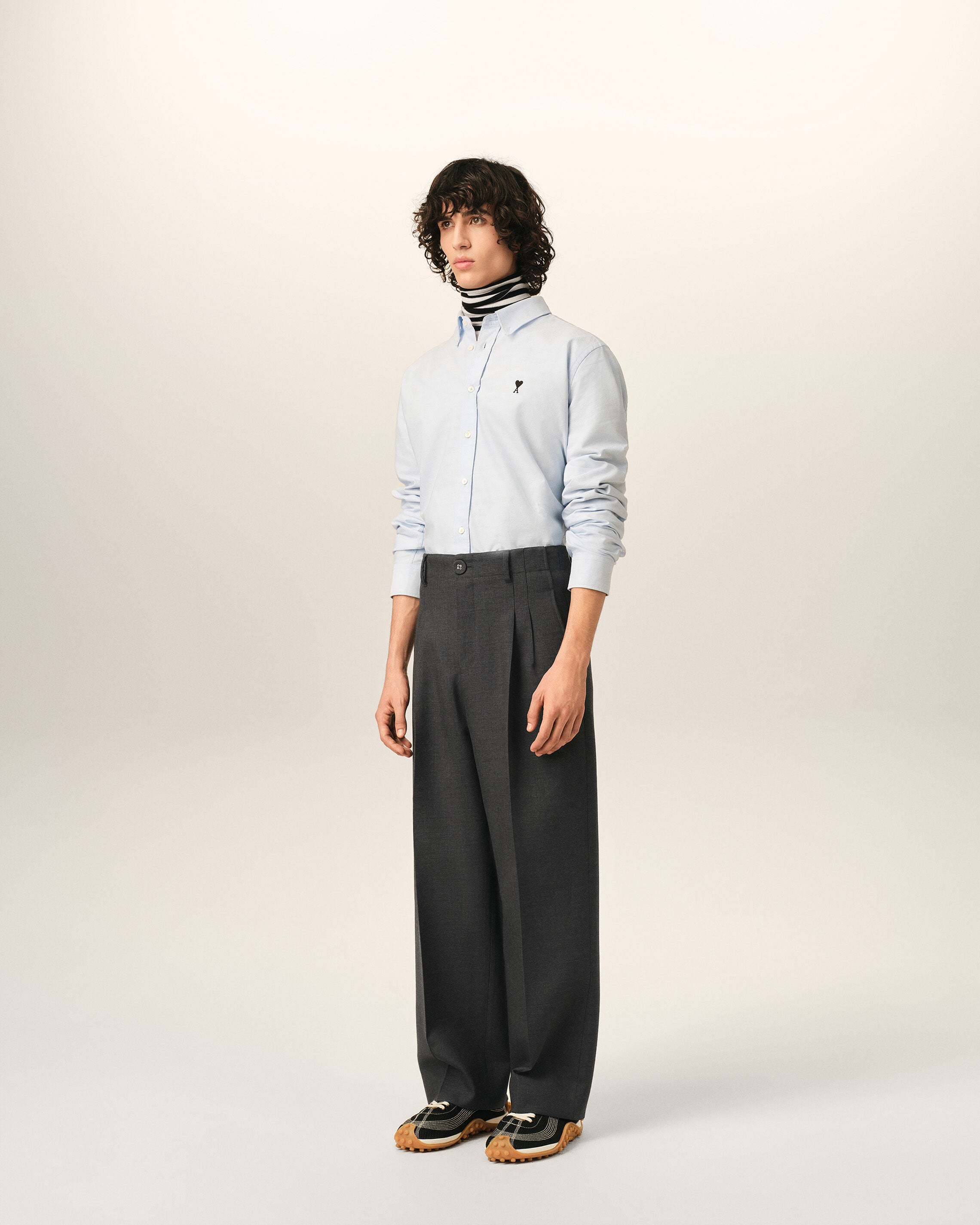 Graue High-Waist-Hose im Carrot-Fit aus Wolle - 6