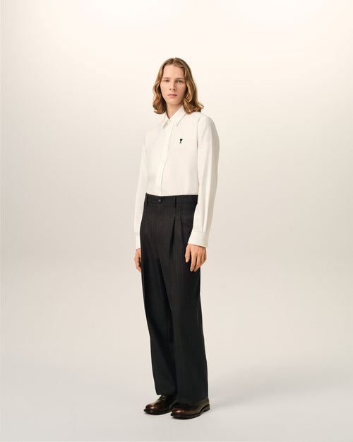 Grey high-waisted carrot-fit striped wool trousers - Man - 6 - AMI Paris - Ami Paris