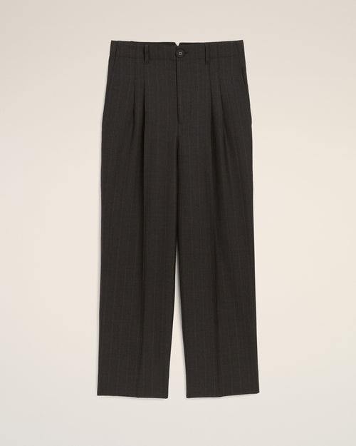 Grey high-waisted carrot-fit striped wool trousers - Man - 1 - AMI Paris - Ami Paris