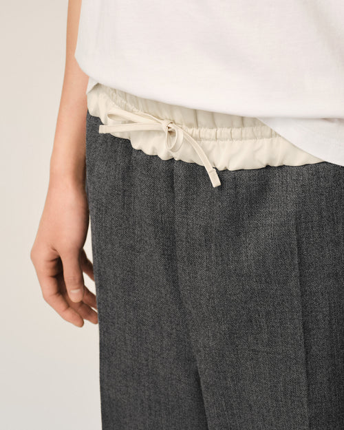 Grey elasticated-waist wool and satin trousers - Man - 5 - AMI Paris - Ami Paris