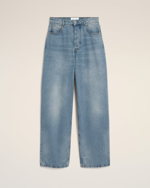Blue baggy-fit cotton jeans - 2 - Ami Paris