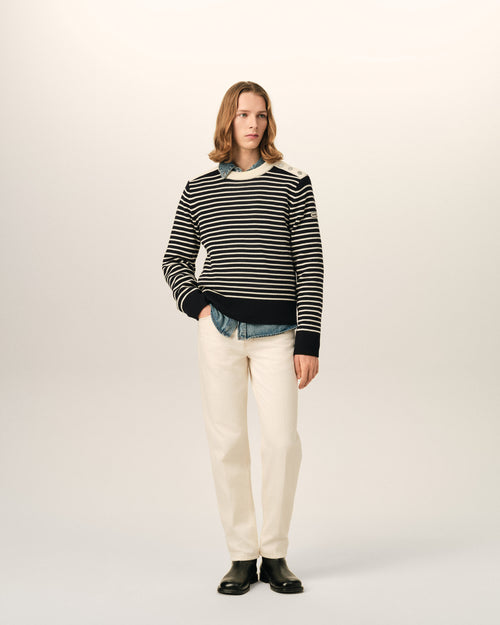 Jean blanc coupe parisienne en coton - 1 - Ami Paris