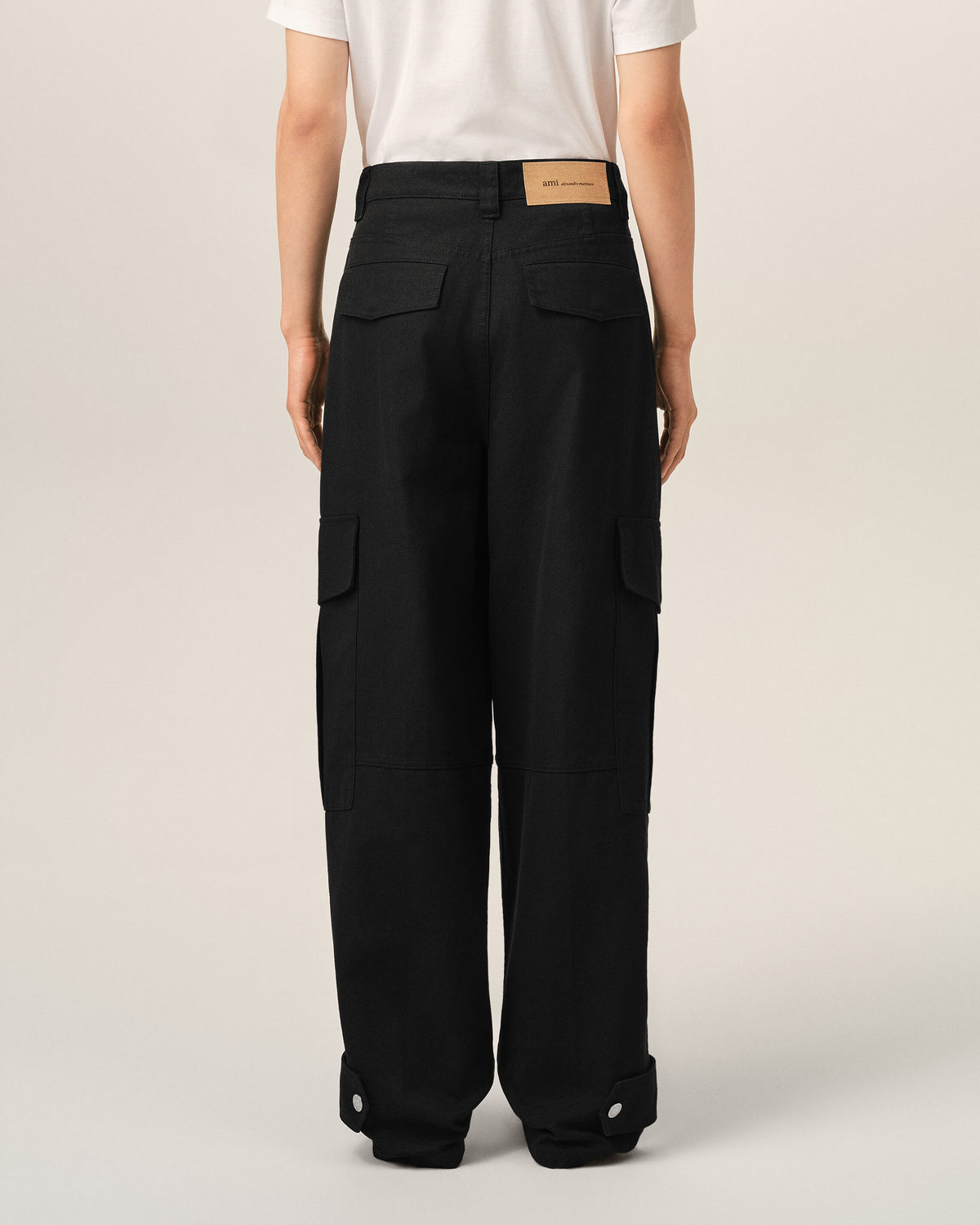 Black baggy-fit cargo cotton trousers - 4