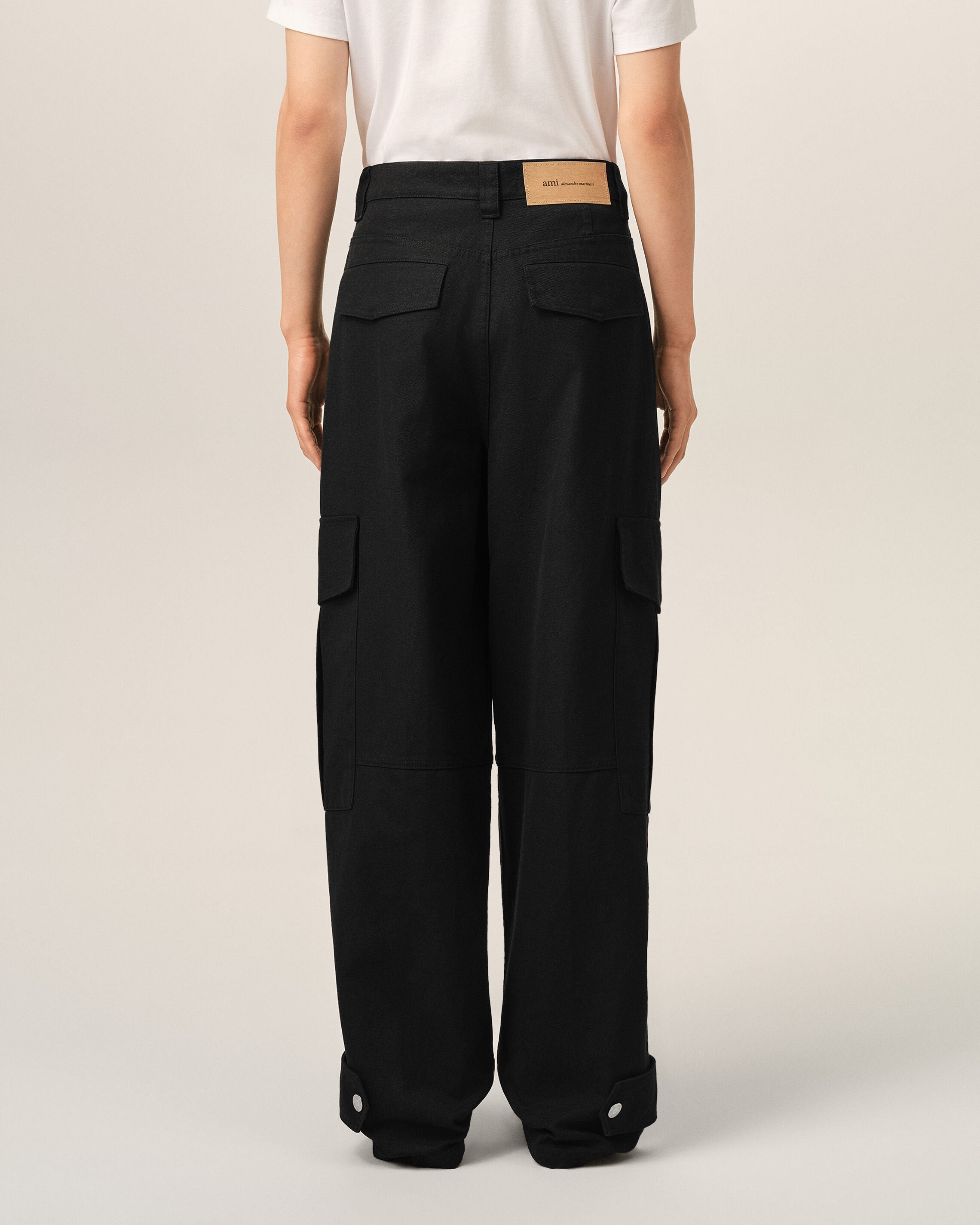 Black baggy-fit cargo cotton trousers - 4