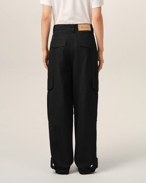 Black baggy-fit cargo cotton trousers - Man - 4 - AMI Paris - Ami Paris