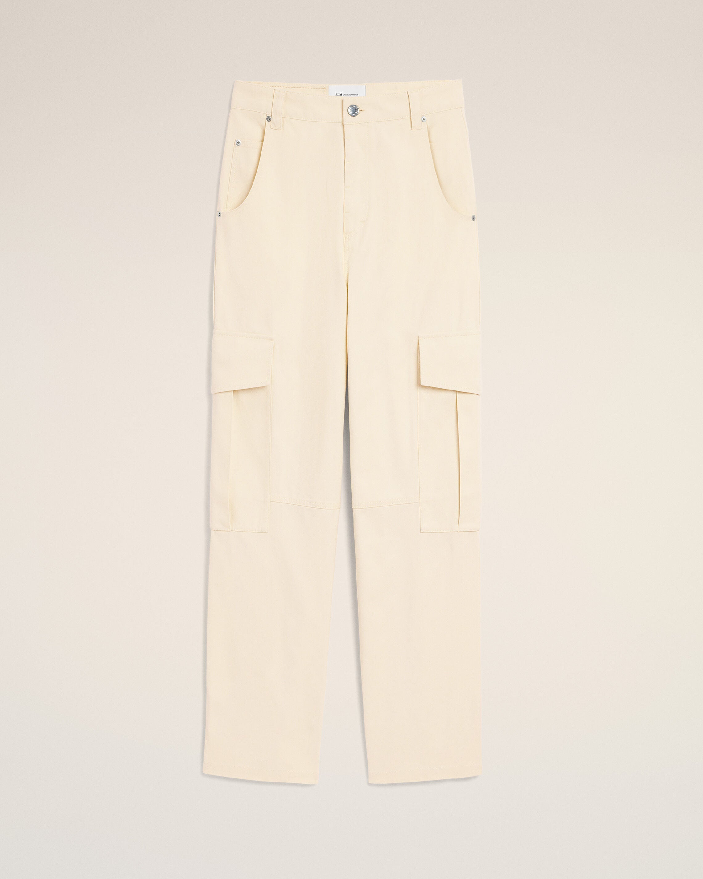 White baggy-fit cargo cotton trousers - 1