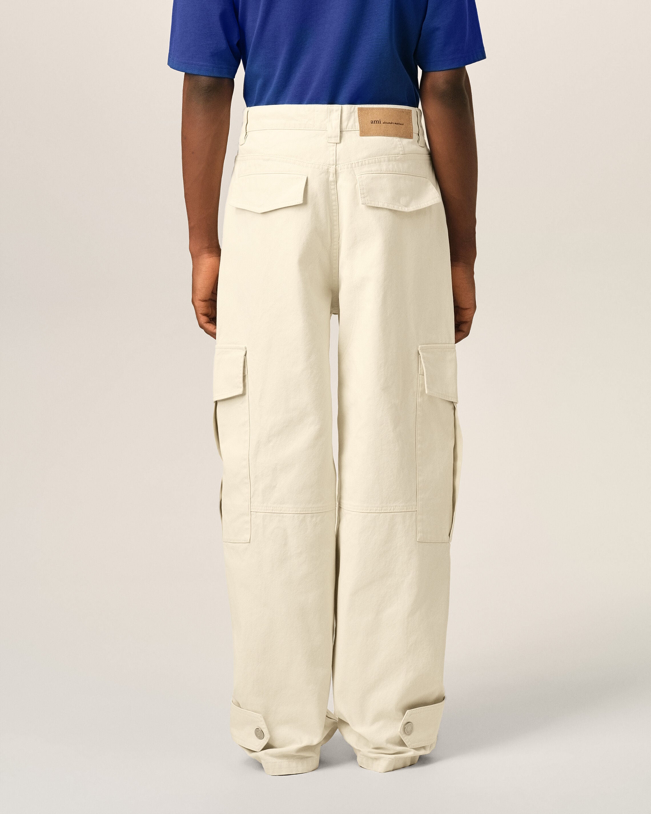 White baggy-fit cargo cotton trousers - 4