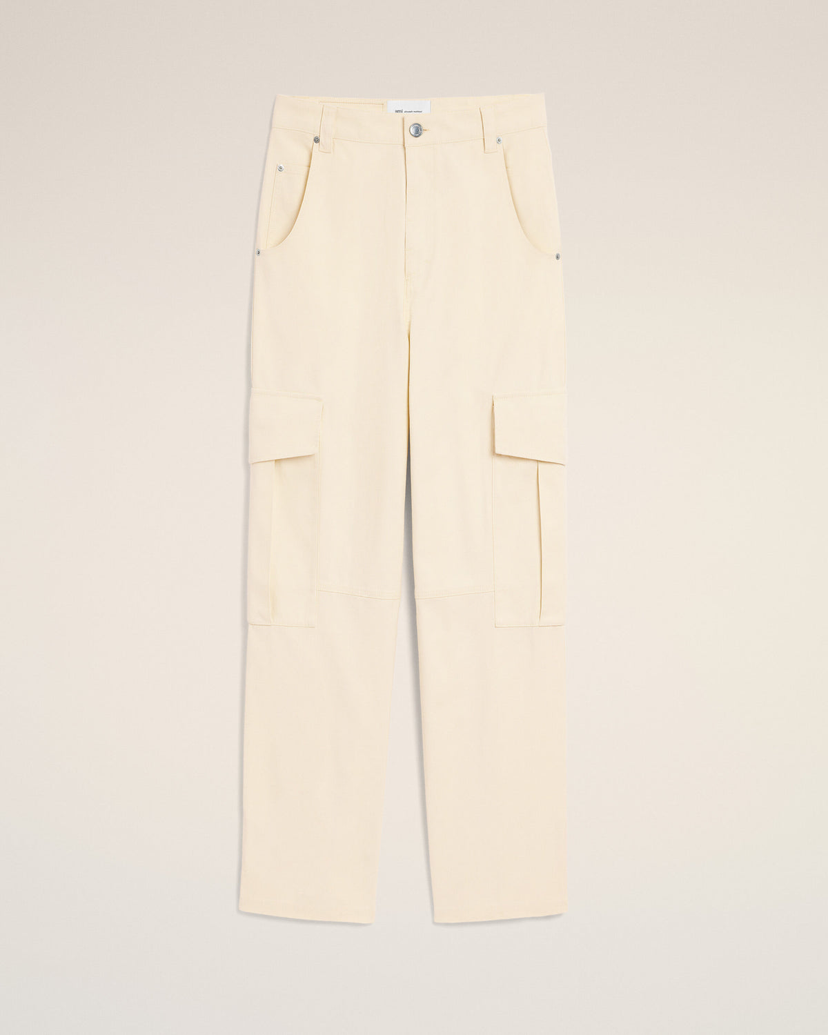 White baggy-fit cargo cotton trousers - 1