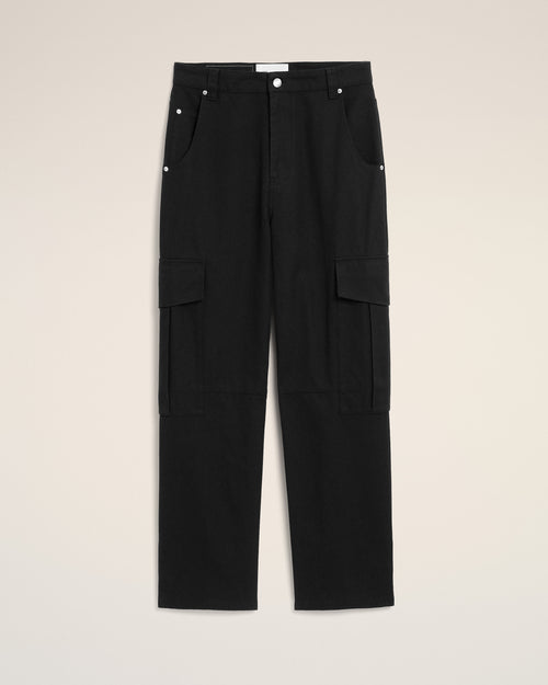 Black baggy-fit cargo cotton trousers - BLACK - Ami Paris