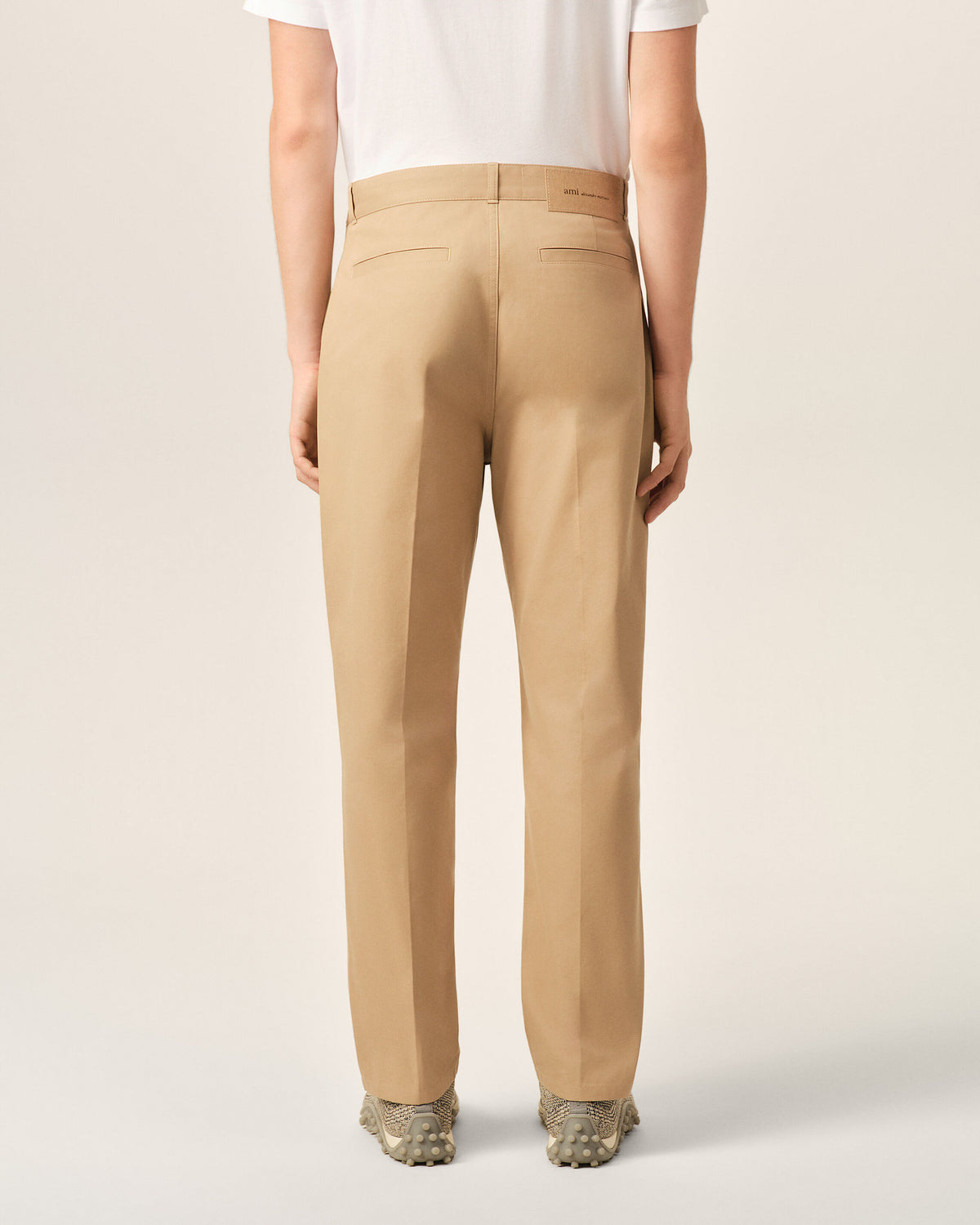 Beige parisian-fit cotton trousers - 4