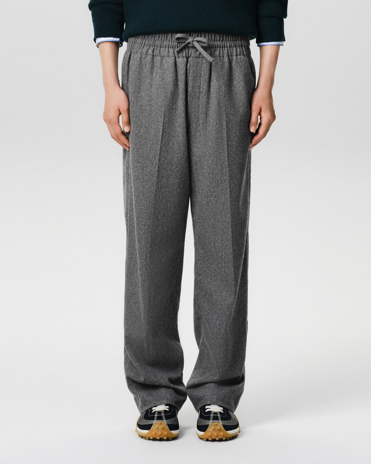 Pantalón de lana gris con cintura elástica - 3