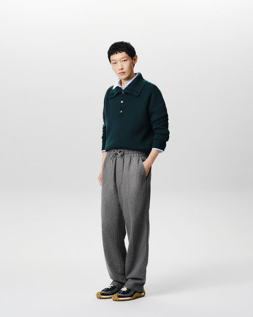 Pantalón de lana gris con cintura elástica - Hombre - 6 - AMI Paris - Ami Paris
