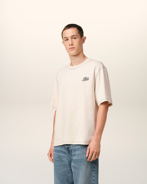 Beige Cotton Ami Signature T-Shirt - 6 - Ami Paris