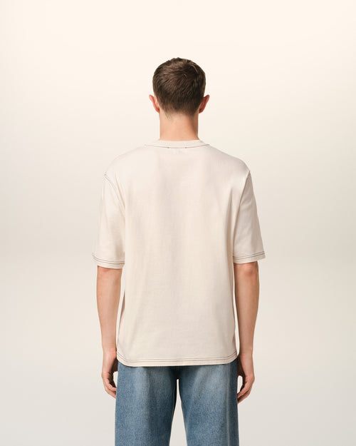 Beige Cotton Ami Signature T-Shirt - 5 - Ami Paris