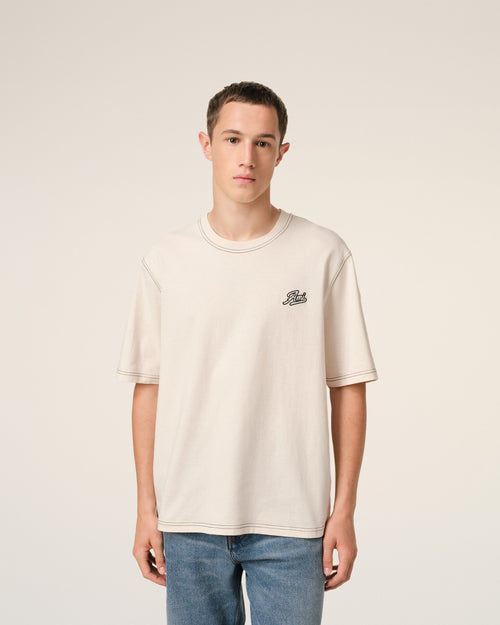 Beige Cotton Ami Signature T-Shirt - 3 - Ami Paris
