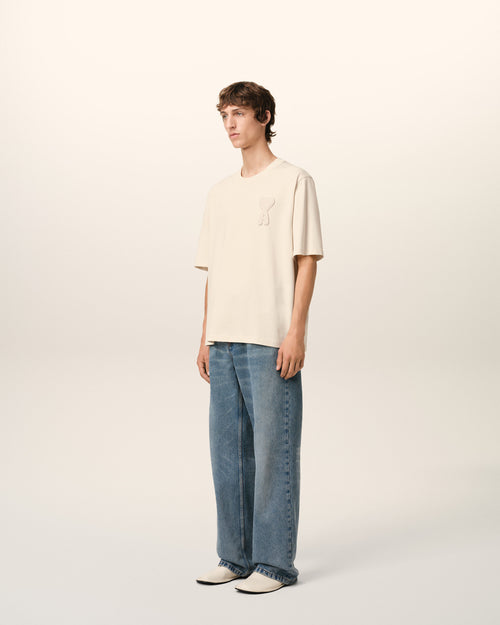 Beige Cotton Ami de Coeur Patch T-Shirt - 6 - Ami Paris
