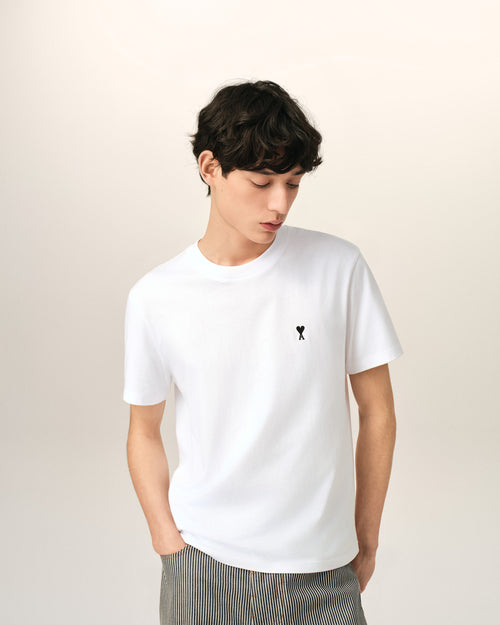 White cotton t-shirt with Ami de Coeur  - 1 - Ami Paris