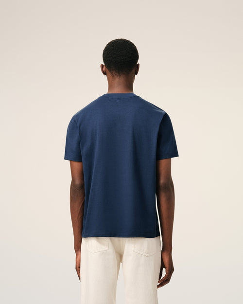 Blue Cotton Ami De Coeur T-shirt - 5 - Ami Paris