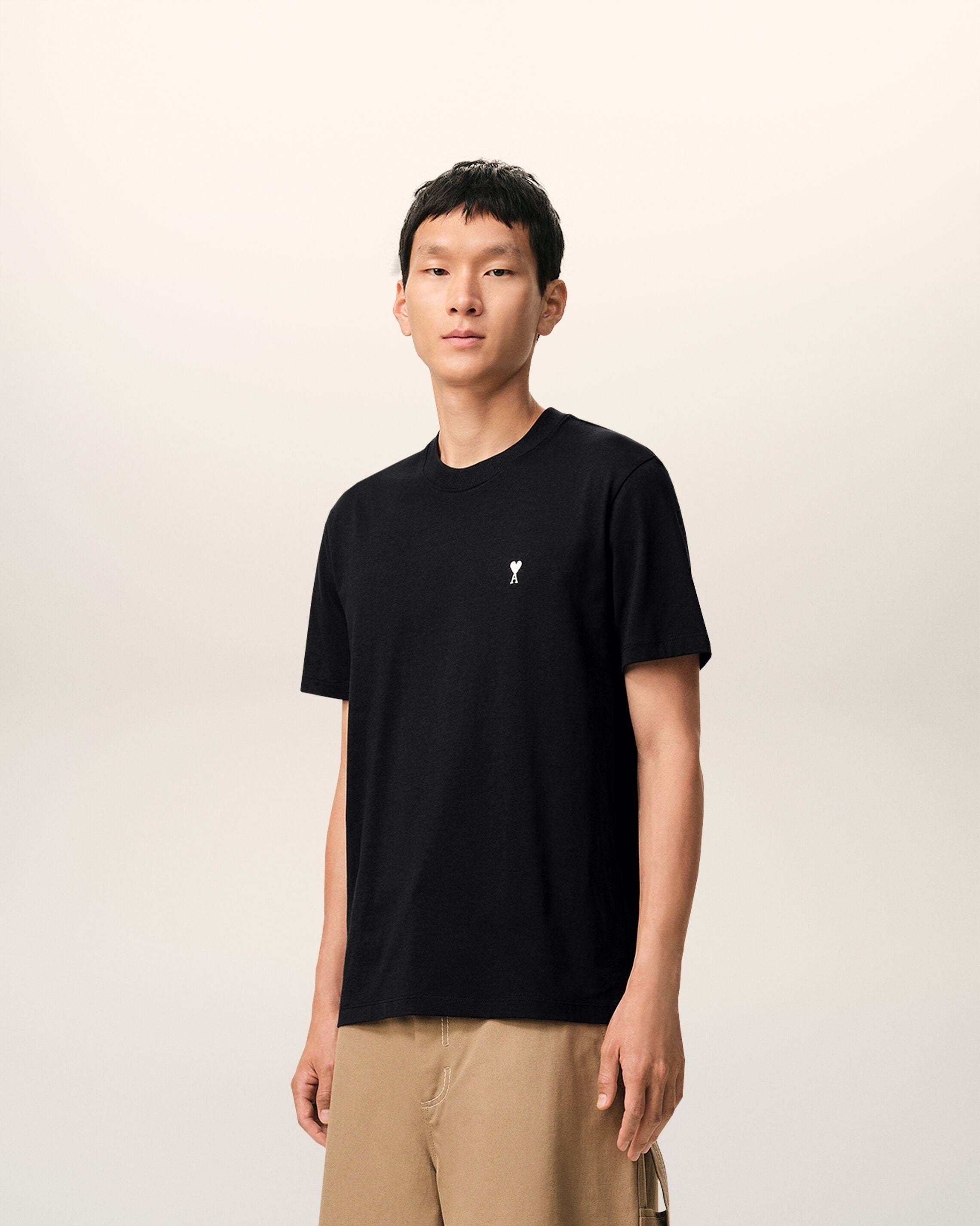 amiparisブラック Tシャツ ブラック コットン Ami De Coeur Tシャツ ブラック/ホワイトクリーム
