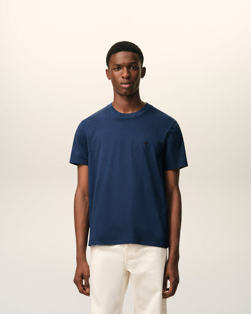 Blue Cotton Ami De Coeur T-shirt - 1 - Ami Paris