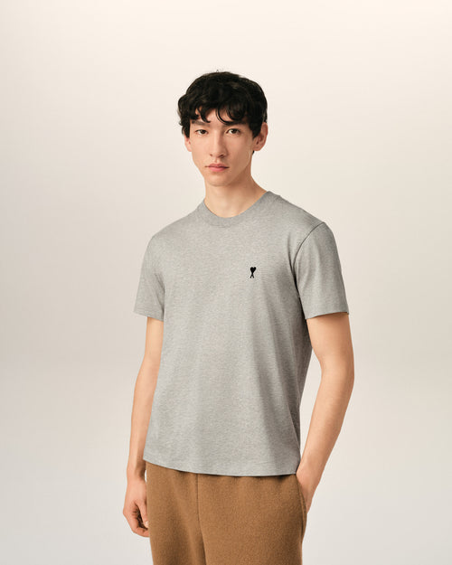Grey cotton t-shirt with Ami de Coeur - 1 - Ami Paris