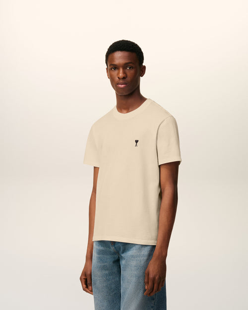 Beige Cotton Ami De Coeur T-shirt - 6 - Ami Paris