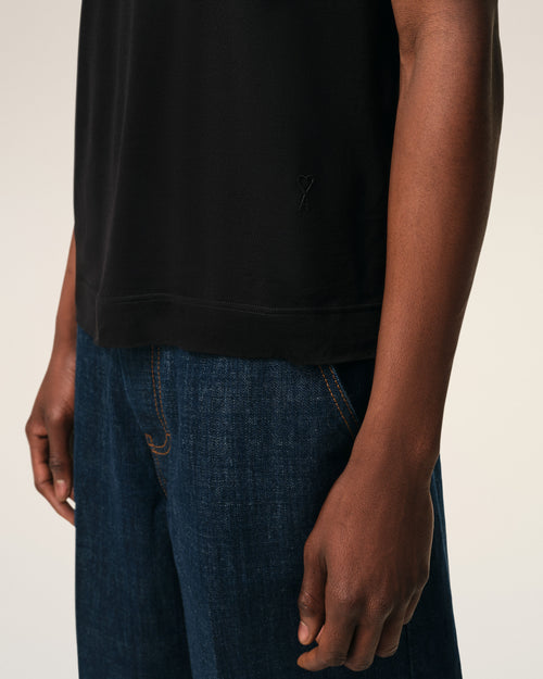 Black Cotton Ami De Coeur T-shirt - 4 - Ami Paris
