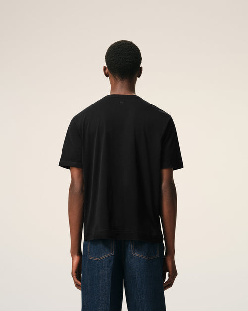 Black Cotton Ami De Coeur T-shirt - 5 - Ami Paris