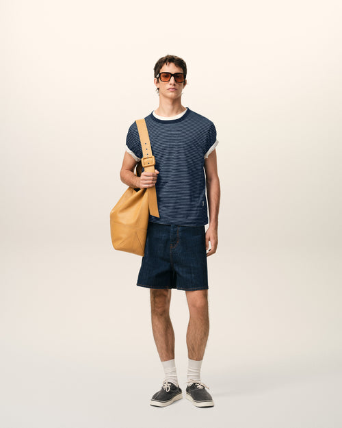 ブルー ストライプコットン Ami De Coeur Tシャツ - 2 - Ami Paris