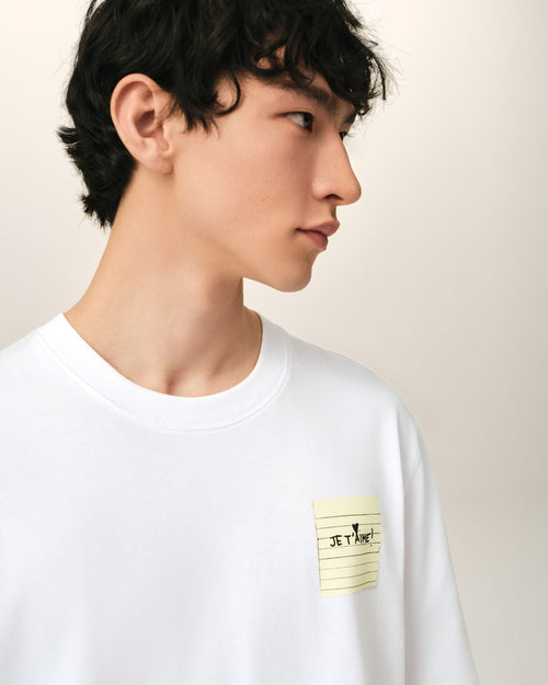 T-Shirt Blanc Post It "Je T'Aime" En Coton - Homme - 4 - AMI Paris - Ami Paris