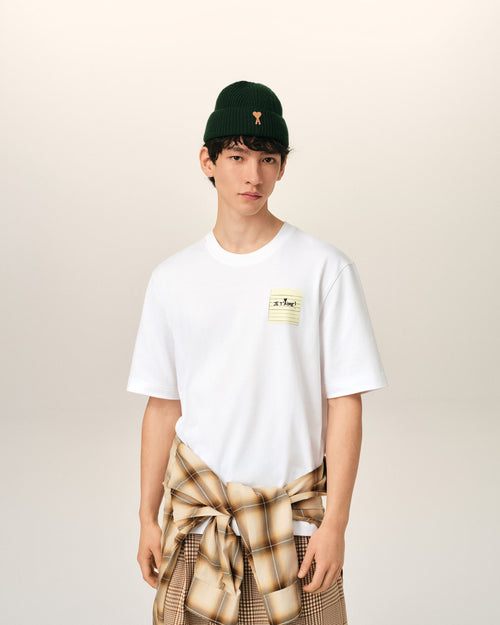 White Cotton Post It "Je T'Aime" T-Shirt - 2 - Ami Paris